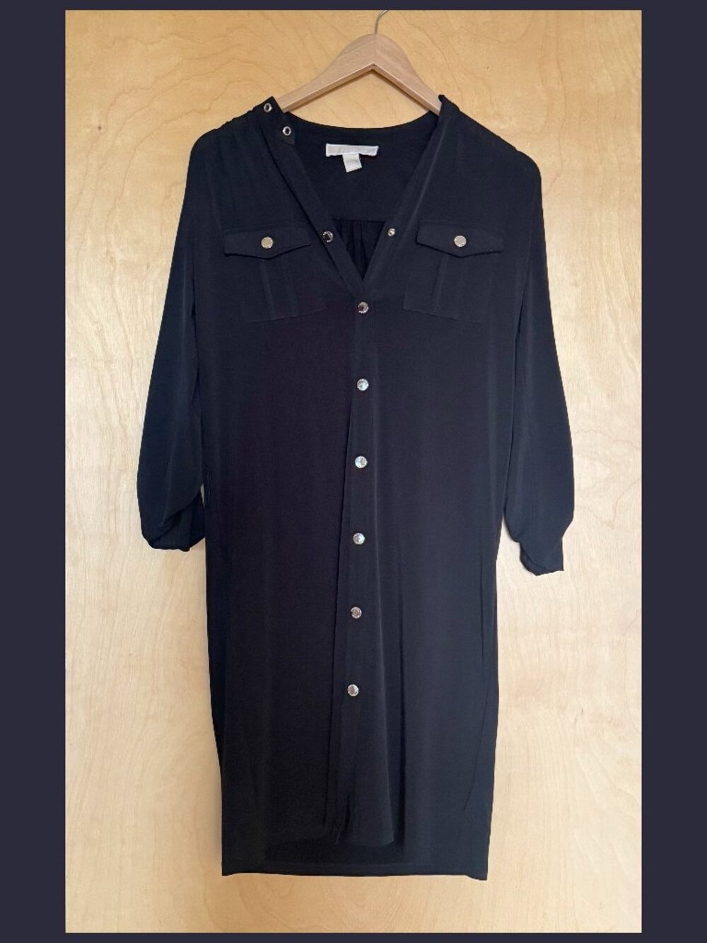 MICHAEL KORS BLACK BUTTON UP DRESS